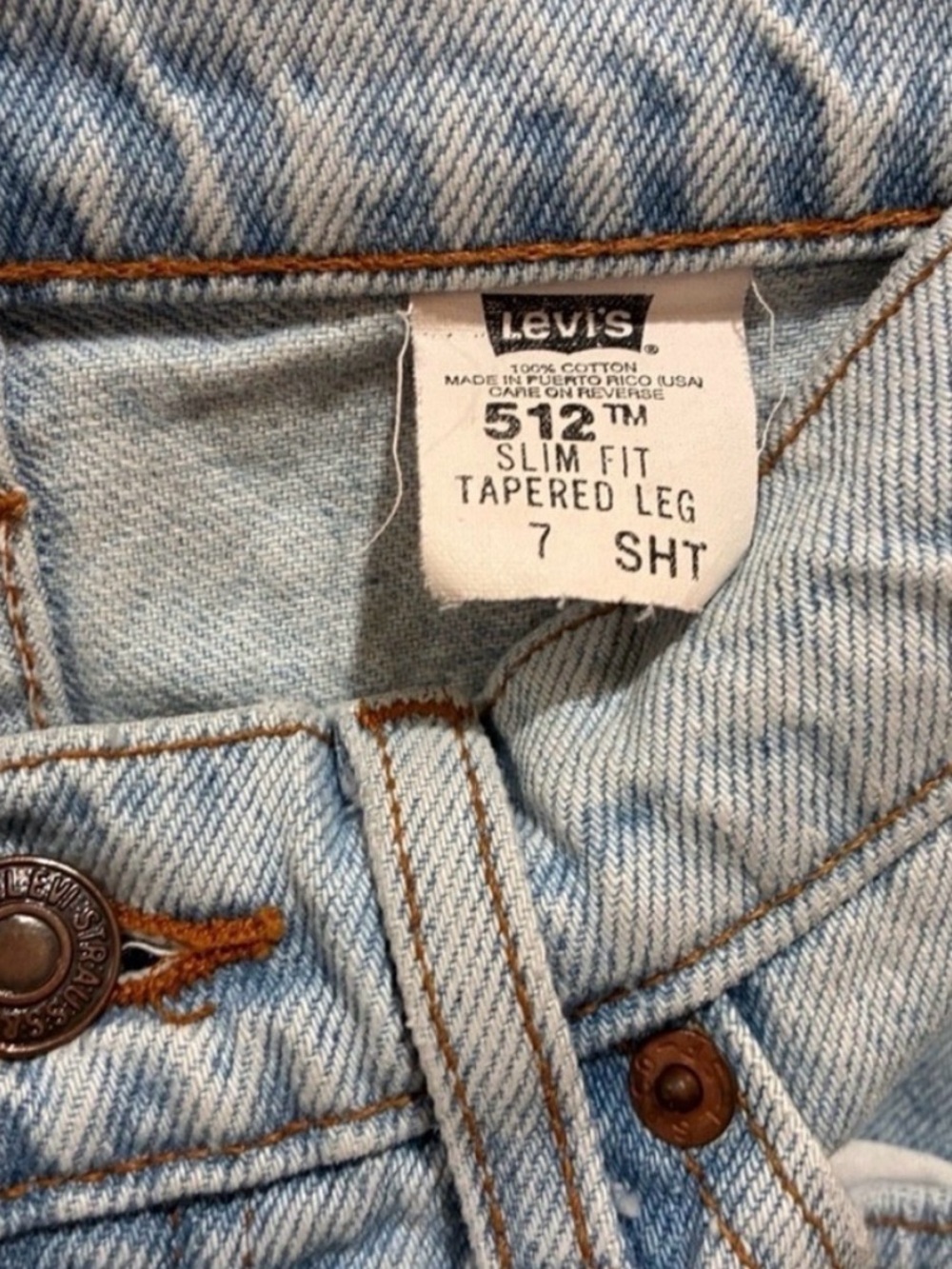 Vintage 90s Levi's 512 Jeans Made in USA - Slim Fit Tapered Leg - Size 7S - 1995 - Picture 6 of 8